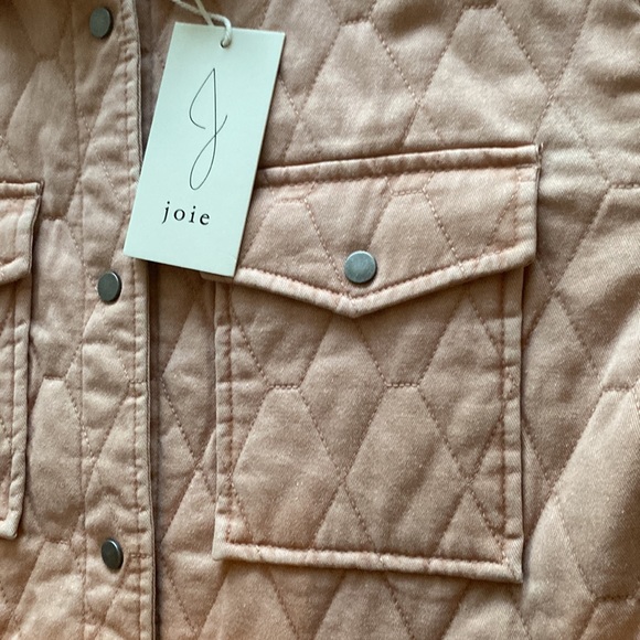 Joie {Anthro} NWT quilted snap closure collared jacket in dusty rose/tan XS - Picture 9 of 16